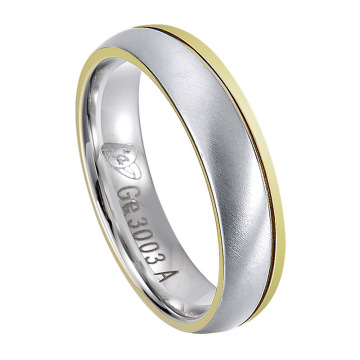 Contemporary Two Tone Flat Comfort Fit Wedding Band Set